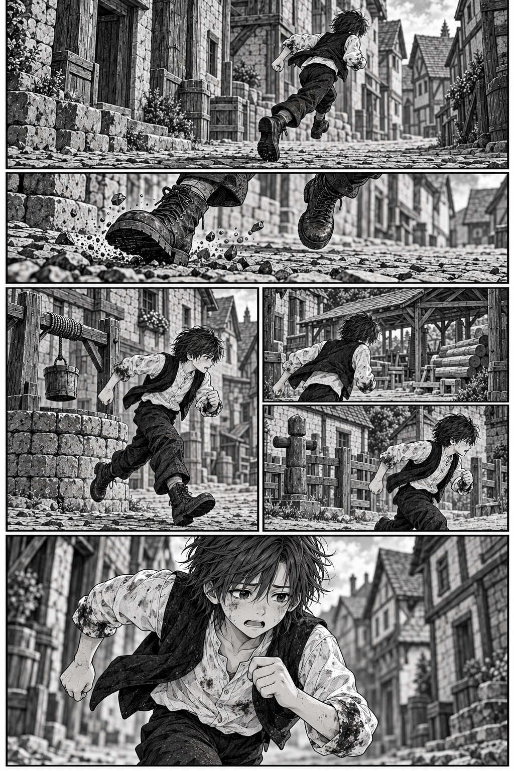Nerin běží uličkami Cullhanu — manga stránka